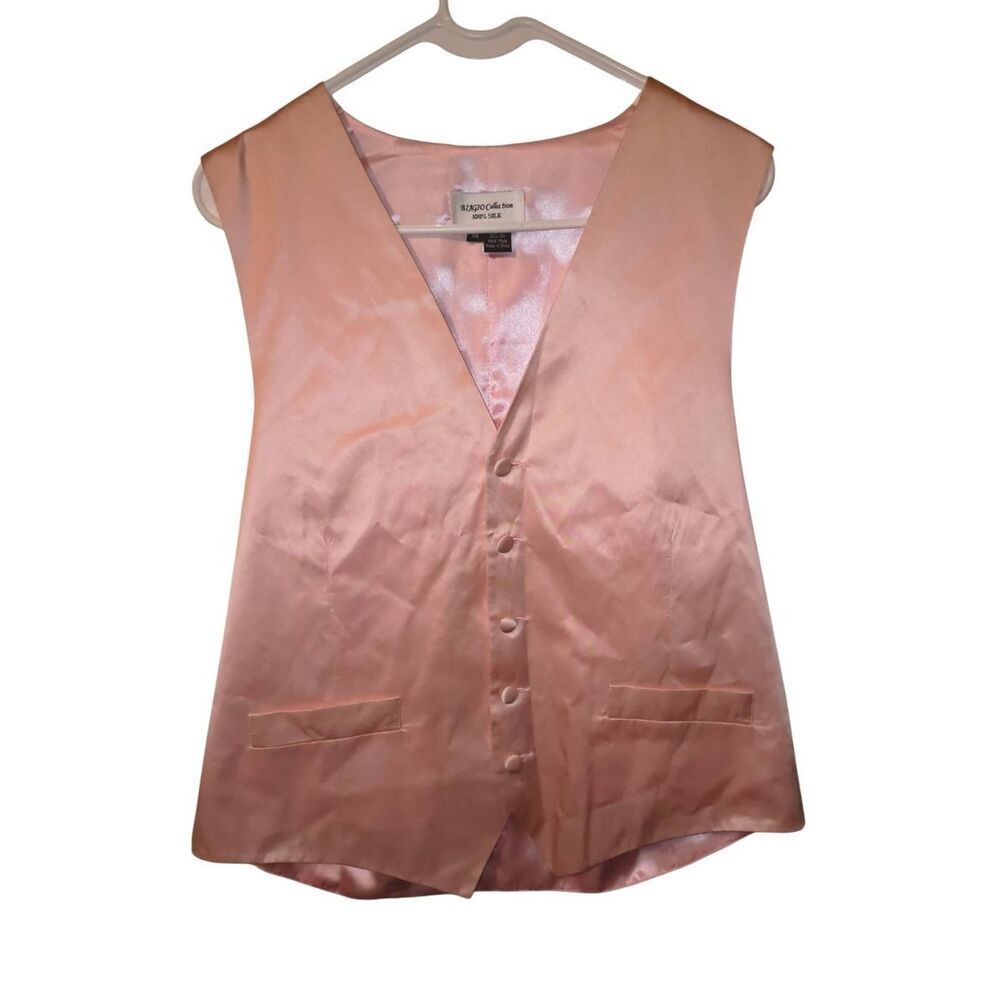 Biagio Men's 100 % SILK Dress Vest Light pink Size medium wedding prom event cos